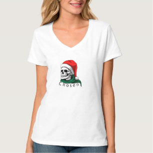 Ausgewähltes Totenkopf-Weihnachtsmannhut-T-Shirt T-Shirt