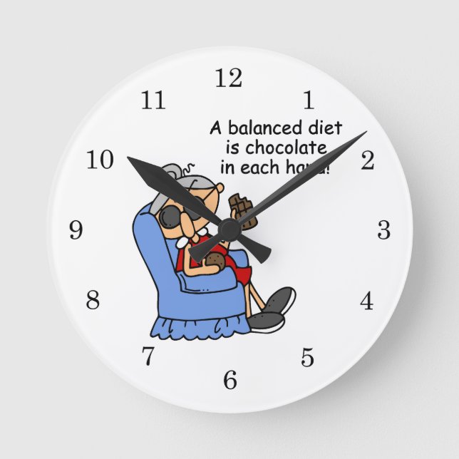 ausgewogene Chocolate Diät Runde Wanduhr (Vorderseite)