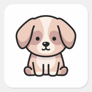 Ausgewogene Minimal-Hund – Moderne Süße Illustrati Quadratischer Aufkleber