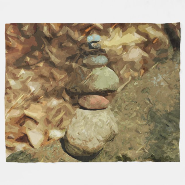 Ausgewogenheit der Steine Abstrakter Impressionism Fleecedecke (Vorderseite (Horizontal))