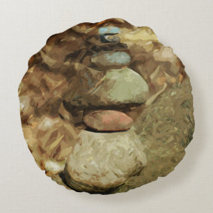 Ausgewogenheit der Steine Abstrakter Impressionism Rundes Kissen