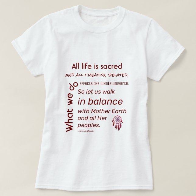 Ausgewogenheit mit dem amerikanischen Zitat der Mu T-Shirt (Design vorne)