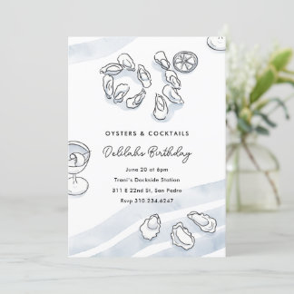 Ausgezeichnete Austern und Cocktails im Aquarell Einladung