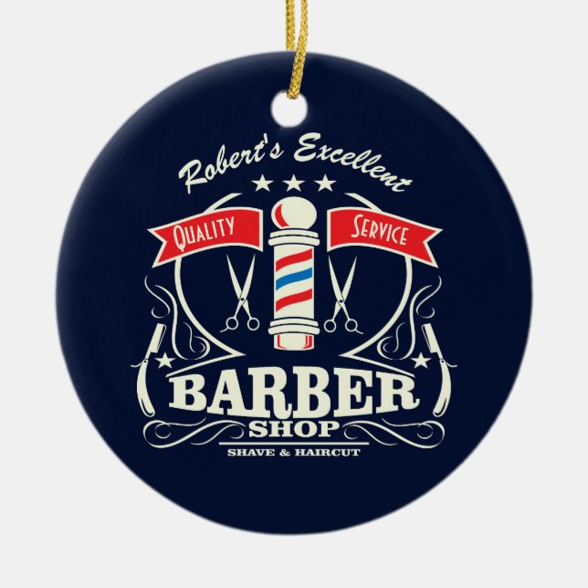 Ausgezeichnete Friseur-Geschäfts-Stylist-Rasur Keramik Ornament (Vorne)