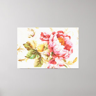 Ausgezeichnete rosa und gelbe Blumen. Shabby Chic Leinwanddruck