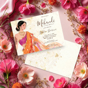 Ausgezeichnete Vibrante Mehndi Braut Magenta TLW26 Einladung
