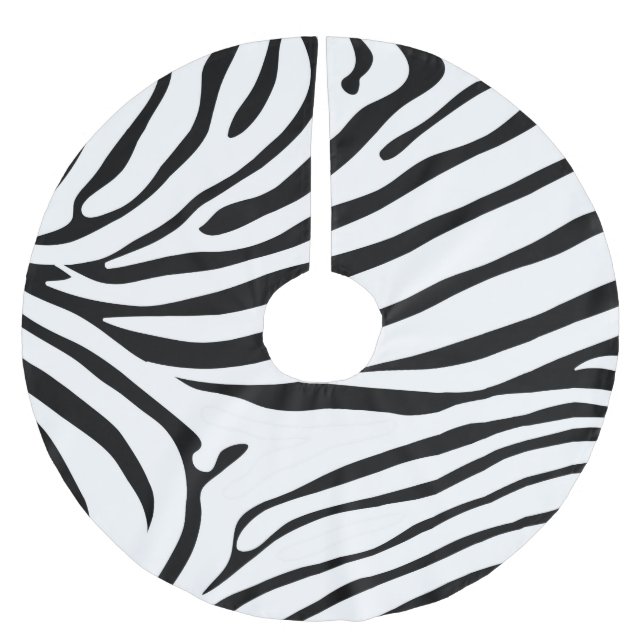 Ausgezeichneter Zebra-Druck in Schwarz und Weiß Polyester Weihnachtsbaumdecke (Vorderseite)