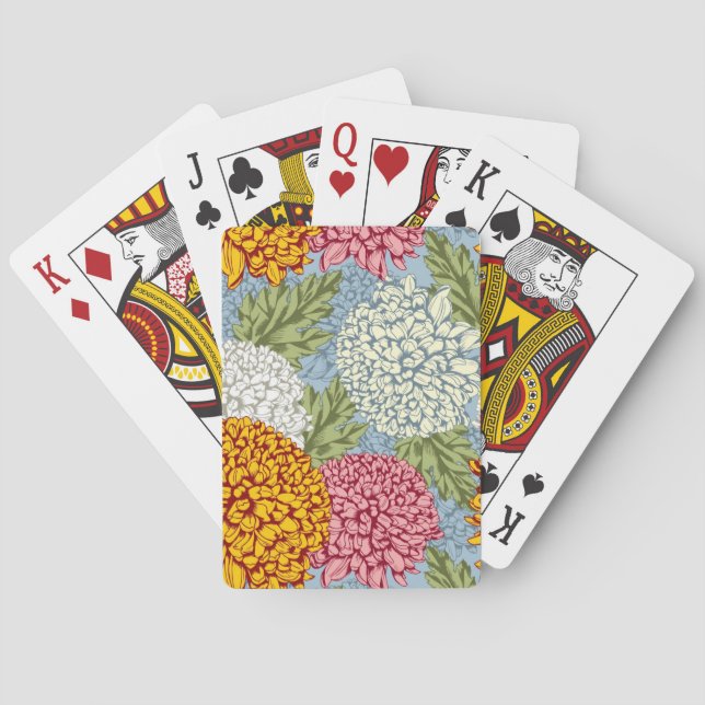 Ausgezeichnetes Muster mit Chrysanthemen Spielkarten (Rückseite)