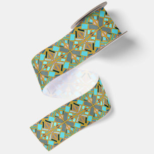 Ausgezeichnetes Türkis-Gold-Mosaik Satinband