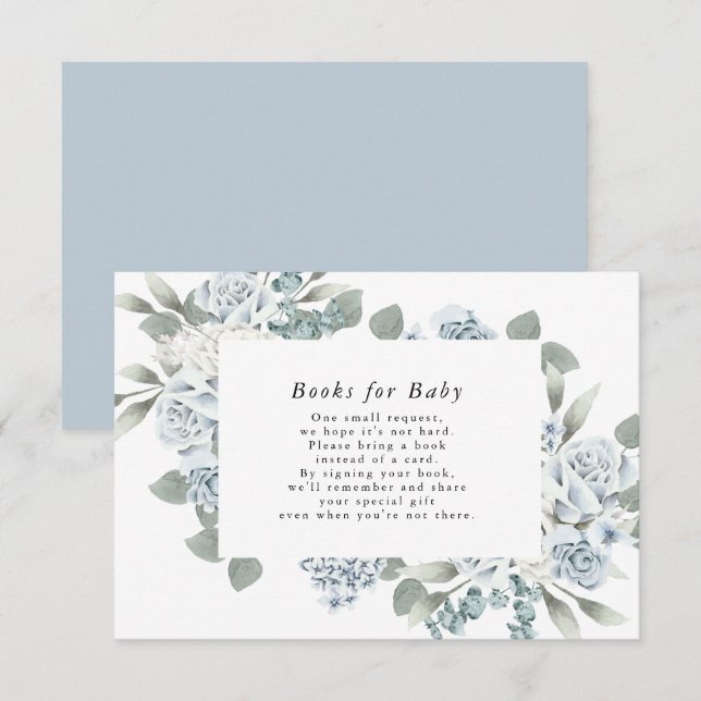 AUSHA Dusty Blue Books for Baby Enclosure Card Einladung (Vorne/Hinten)