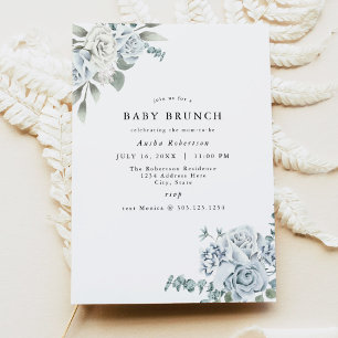 AUSHA Dusty Blue Boy Baby shower Invitation