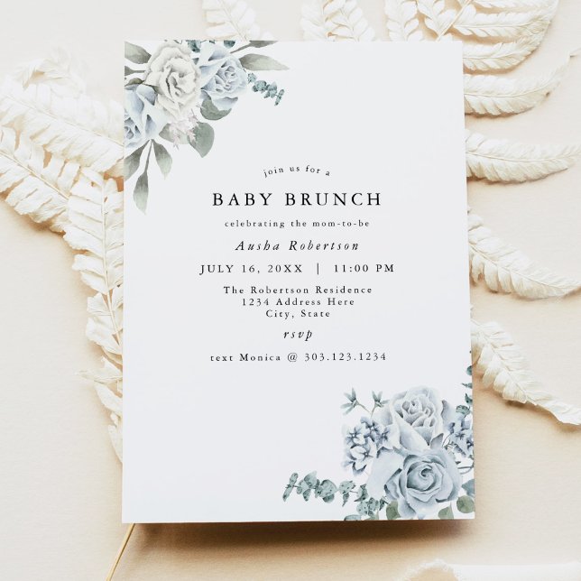 AUSHA Dusty Blue Boy Baby shower Invitation (Créateur téléchargé)