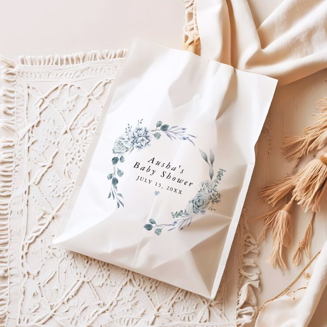 AUSHA Dusty Blue Floral Boy Baby Dusche Geschenktütchen (Von Creator hochgeladen)