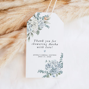 AUSHA Dusty Blue Floral Brautparty Bevorzugung Geschenkanhänger