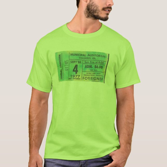 Ausländer 1977 bereisen zuerst Ticketabschnitt T-Shirt (Vorderseite)