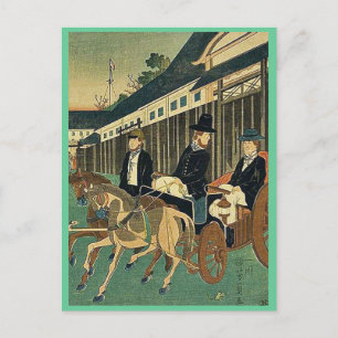 Ausländische Beamte in der Umgebung von Utagawa, Y Postkarte