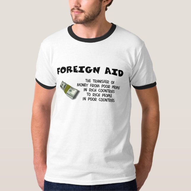 Auslandshilfe-Witz T-Shirt (Vorderseite)