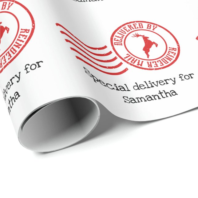 Auslieferung durch Reindeer Mail niedlichen Weihna Geschenkpapier (Rolleneckpunkt)