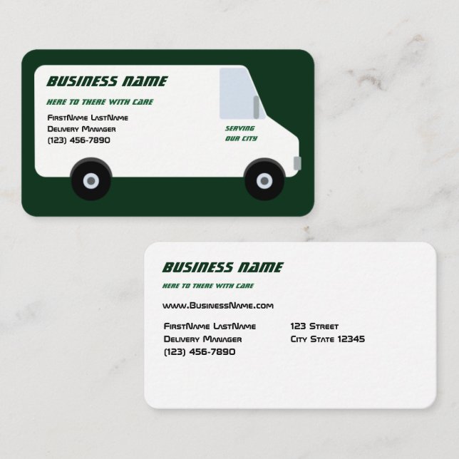 Auslieferung Van Green Business Card Visitenkarte (Vorne/Hinten)