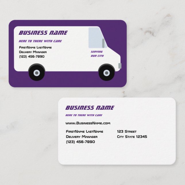 Auslieferung Van Lila Business Card Visitenkarte (Vorne/Hinten)