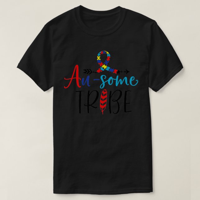 Ausome Tribe Autism Awareness Puzzle Ribbon Matchi T-Shirt (Design vorne)