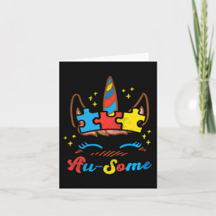 Ausome Unicorn Gesicht Puzzle Autismus Bewusstsein Karte