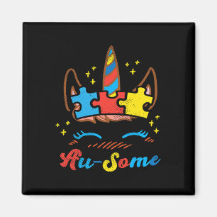 Ausome Unicorn Gesicht Puzzle Autismus Bewusstsein Magnet