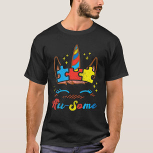 Ausome Unicorn Gesicht Puzzle Autismus Bewusstsein T-Shirt