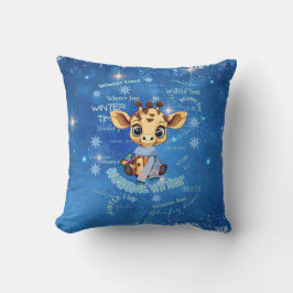 AUsome Winter Giraffe – Autism Awareness Blue Snow Kissen