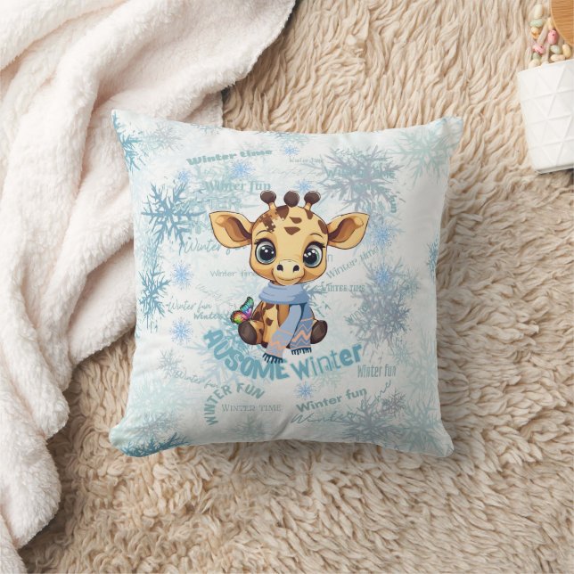 AUsome Winter Giraffe – Cute Autism Awareness Snow Kissen (Decke)