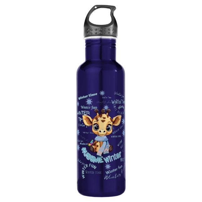 AUsome Winter-Giraffe – Süße Autismus-Aufklärung  Edelstahlflasche (Vorderseite)