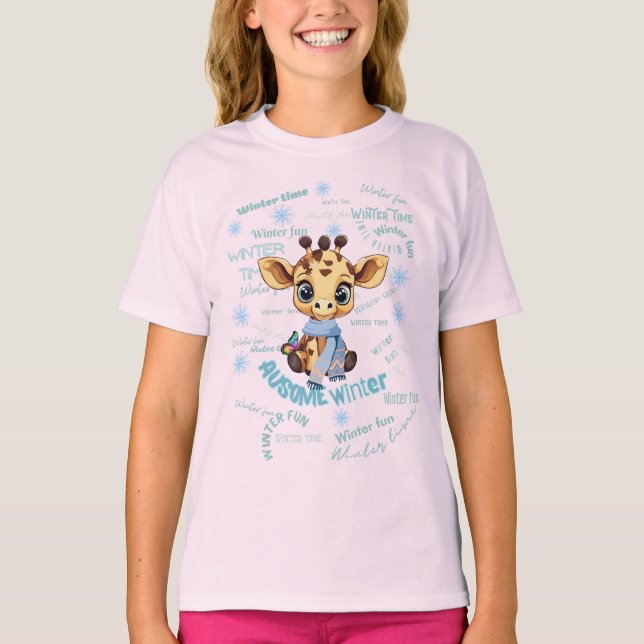 AUsome Winter-Giraffe – Süße Autismus-Aufklärung  T-Shirt (Vorderseite)