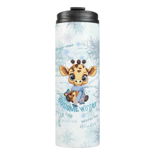 AUsome Winter-Giraffe – Süße Autismus-Aufklärung  Thermosbecher (Vorderseite)