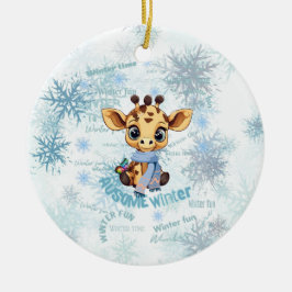 Ausome Winter – One of a Kind Snowflake Giraffe Keramik Ornament