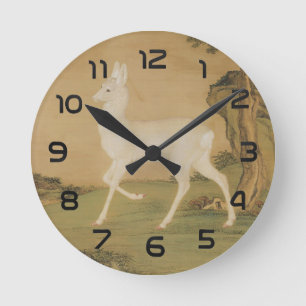 Auspicious Roe Deer Runde Wanduhr
