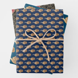 Auspicious Wolken 2023 Chinesisch Neujahr Blue Gol Geschenkpapier Set