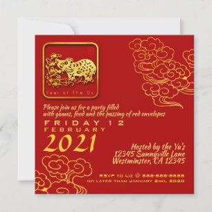 Auspicious Wolken Chinesisch Neujahr OX 2021 PInv Einladung