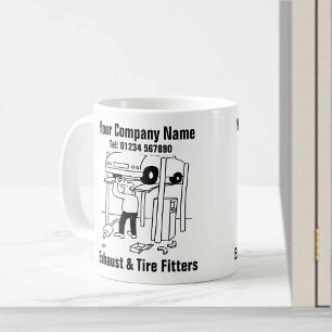 Auspuff- und Reifentechnik. Garage Kaffeetasse