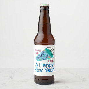 Ausruf für ein frohes neues Jahr Bierflaschenetikett