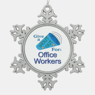 Ausrufen für Büroangestellte Schneeflocken Zinn-Ornament