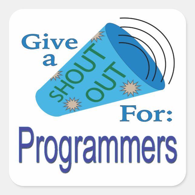 Ausrufen für Programmierer Quadratischer Aufkleber (Vorderseite)
