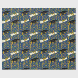 Ausschmückung Blau und Gold Abschluss Geschenkpapier