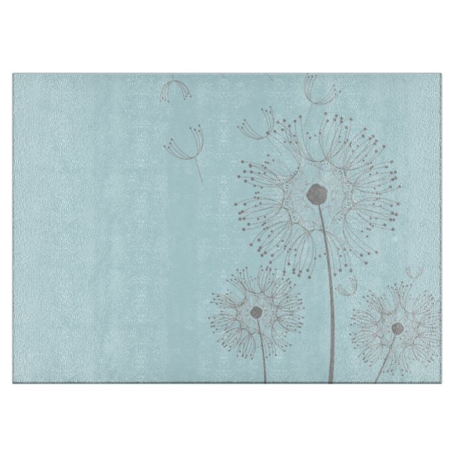 Ausschnitbrett Aqua-Löwenzahn-Blumen Schneidebrett (Vorderseite)