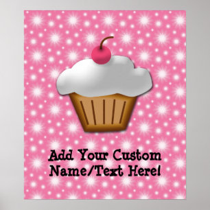 Ausschnitt-kleiner Kuchen mit rosa Kirsche auf die Poster