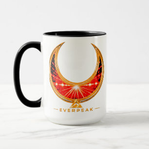 Ausschweifender goldener Halbmondrahmen mit strahl Tasse