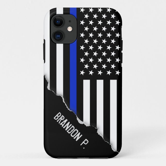 Aussehen abreißen | Thin Blue Line American Flag Case-Mate iPhone Hülle (Rückseite)