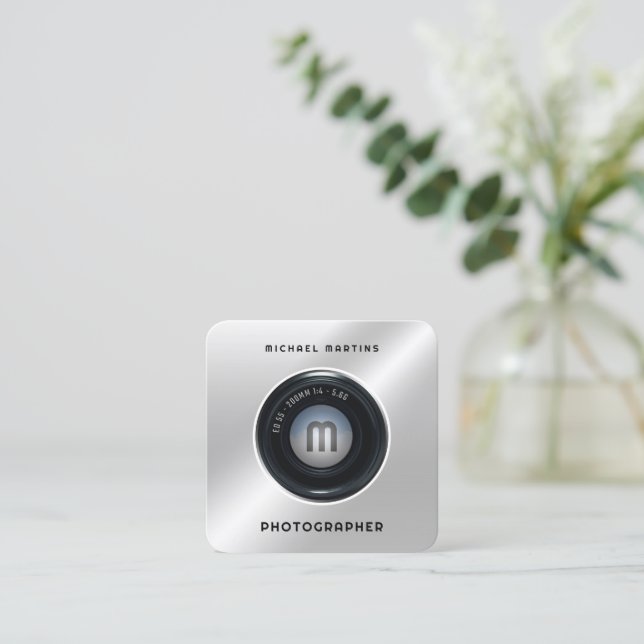 Aussehen der Foto-Kamera Quadratische Visitenkarte (Stehend Vorderseite)