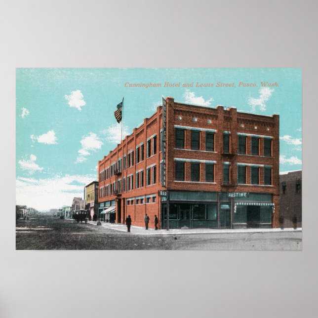 Außenansicht Cunningham Hotel auf Lewis St. Poster (Vorne)