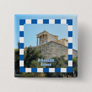 Außenansicht der Akropolis in Athen, Griechenland Button