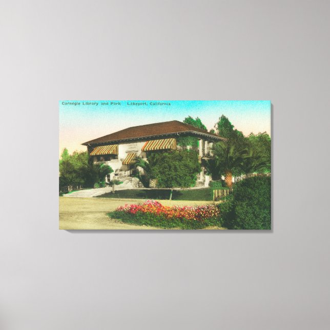 Außenansicht der Carnegie LibraryLakeport, CA Leinwanddruck (Vorderseite)